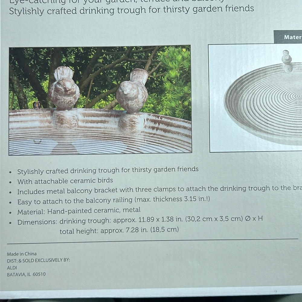 NWT Belavi Bird Drinking Trough Ceramic Spiral Bird Feeder - Brown and Cream - Picture 8 of 8